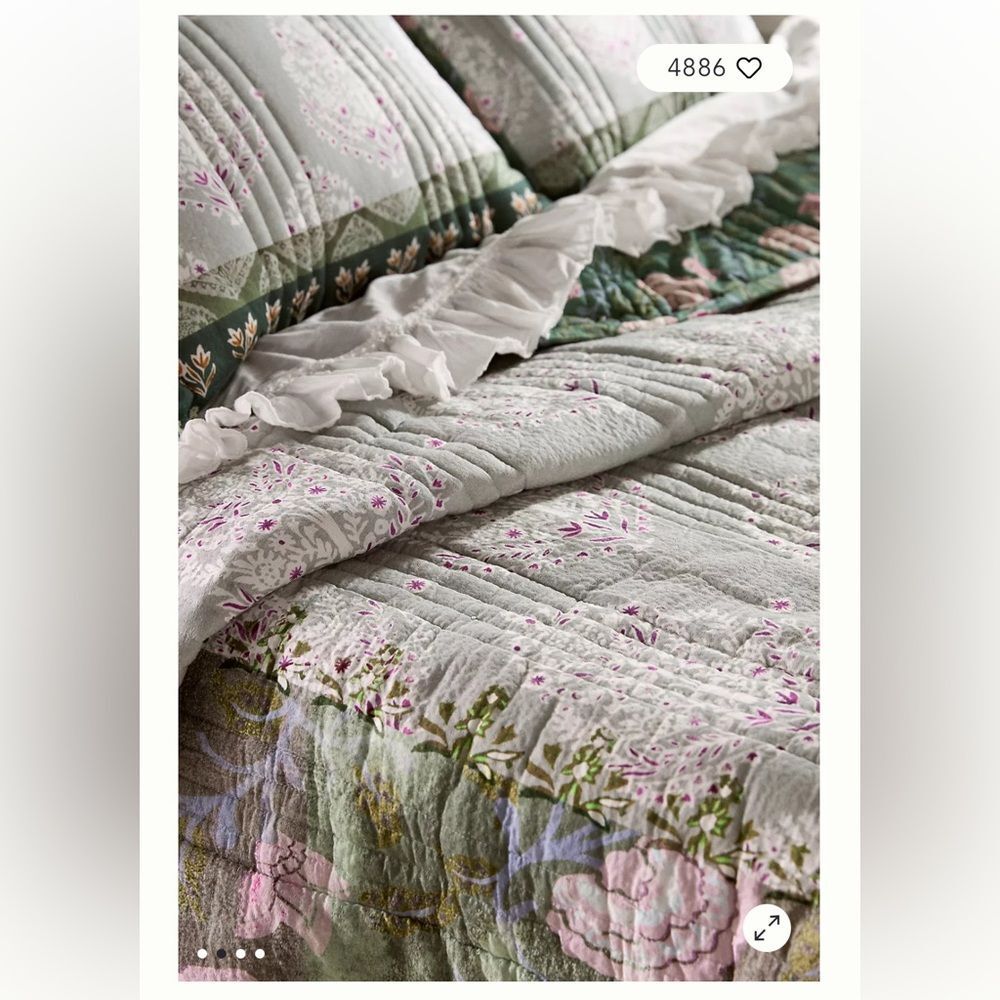 Anthropologie The Printed Textured Cotton Quilt Collection Size Queen